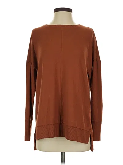 Pre-owned Time And Tru Long Sleeve T-shirt In Brown