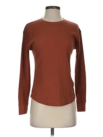 Pre-owned Time And Tru Long Sleeve T-shirt In Brown