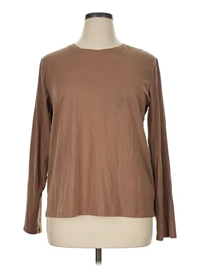 Pre-owned Time And Tru Long Sleeve T-shirt In Brown