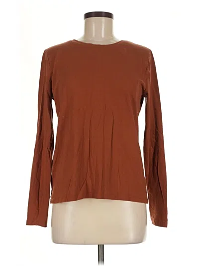 Pre-owned Time And Tru Long Sleeve T-shirt In Brown