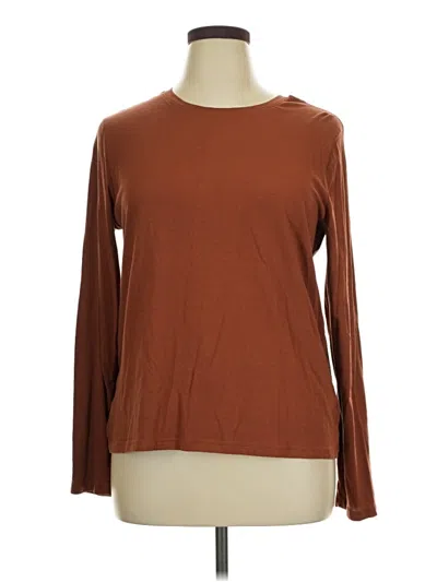 Pre-owned Time And Tru Long Sleeve T-shirt In Brown