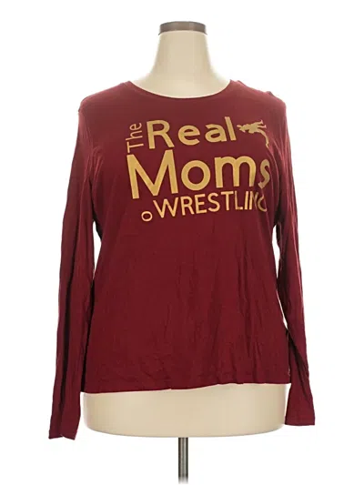 Pre-owned Time And Tru Long Sleeve T-shirt In Burgundy