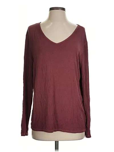 Pre-owned Time And Tru Long Sleeve T-shirt In Burgundy