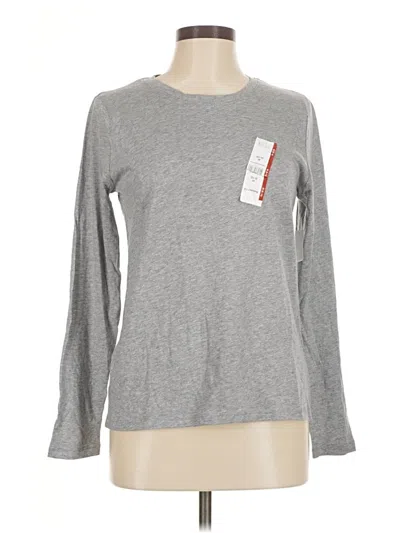 Pre-owned Time And Tru Long Sleeve T-shirt In Gray