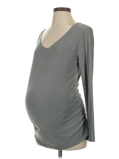 Pre-owned Time And Tru Long Sleeve T-shirt In Gray