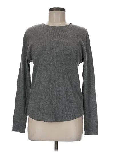 Pre-owned Time And Tru Long Sleeve T-shirt In Gray