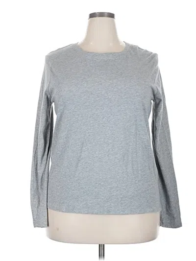 Pre-owned Time And Tru Long Sleeve T-shirt In Gray