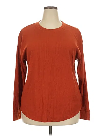 Pre-owned Time And Tru Long Sleeve T-shirt In Orange