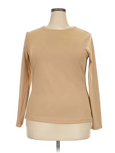 Pre-owned Time And Tru Long Sleeve T-shirt In Tan