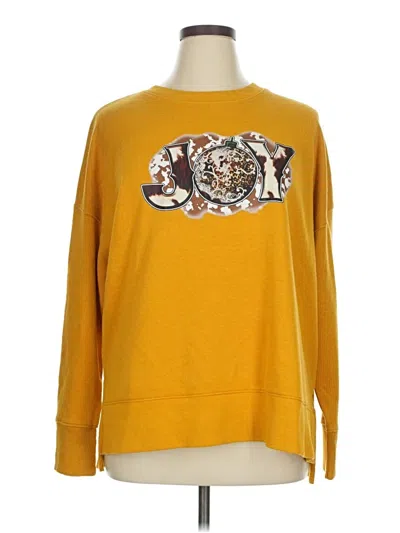 Pre-owned Time And Tru Long Sleeve T-shirt In Yellow