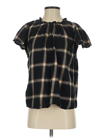 Pre-owned Time And Tru Short Sleeve Blouse In Black