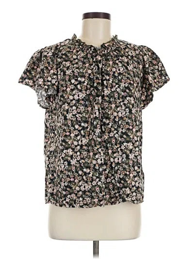 Pre-owned Time And Tru Short Sleeve Blouse In Black