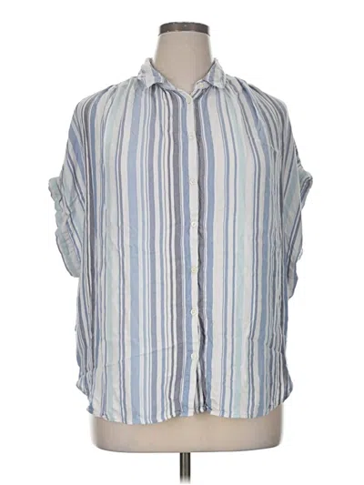 Pre-owned Time And Tru Short Sleeve Blouse In Blue