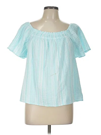 Pre-owned Time And Tru Short Sleeve Blouse In Blue