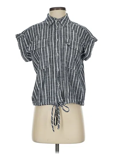 Pre-owned Time And Tru Short Sleeve Blouse In Blue