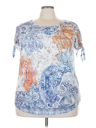 Pre-owned Time And Tru Short Sleeve Blouse In Blue