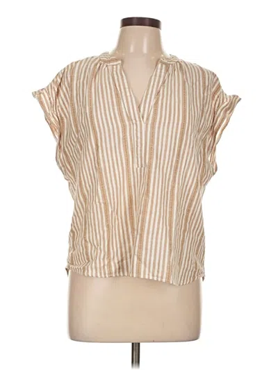 Pre-owned Time And Tru Short Sleeve Blouse In Brown