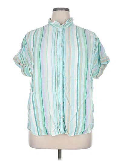 Pre-owned Time And Tru Short Sleeve Blouse In Green