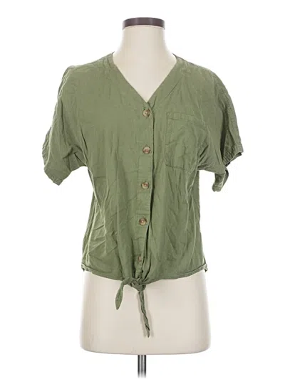Pre-owned Time And Tru Short Sleeve Blouse In Green