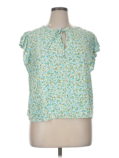 Pre-owned Time And Tru Short Sleeve Blouse In Green