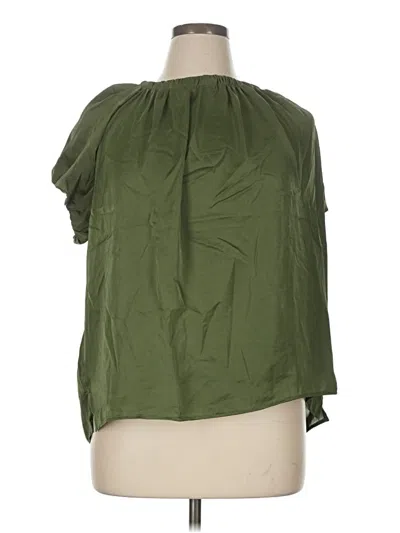 Pre-owned Time And Tru Short Sleeve Blouse In Green