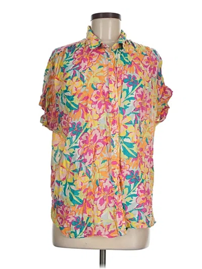 Pre-owned Time And Tru Short Sleeve Blouse In Pink