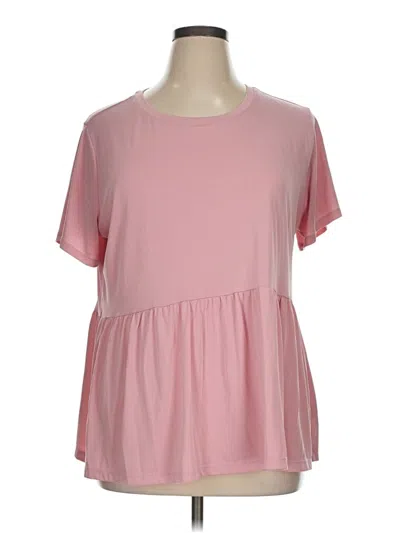 Pre-owned Time And Tru Short Sleeve Blouse In Pink