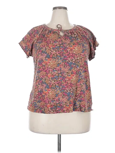 Pre-owned Time And Tru Short Sleeve Blouse In Pink