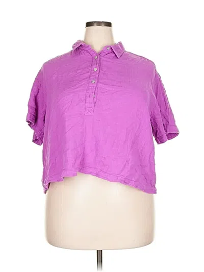 Pre-owned Time And Tru Short Sleeve Blouse In Purple