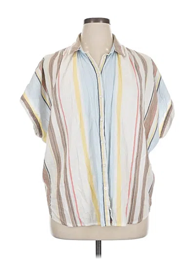 Pre-owned Time And Tru Short Sleeve Blouse In White