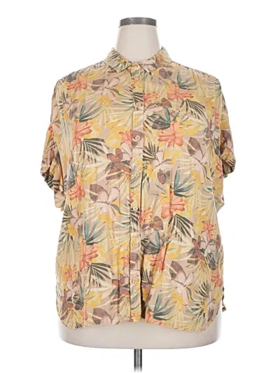 Pre-owned Time And Tru Short Sleeve Blouse In Yellow