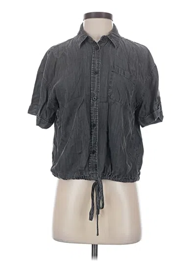 Pre-owned Time And Tru Short Sleeve Button Down Shirt In Gray
