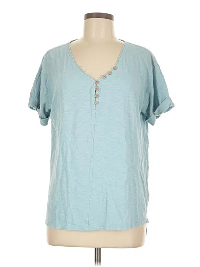 Pre-owned Time And Tru Short Sleeve Henley Shirt In Blue