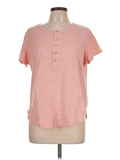 Pre-owned Time And Tru Short Sleeve Henley Shirt In Pink