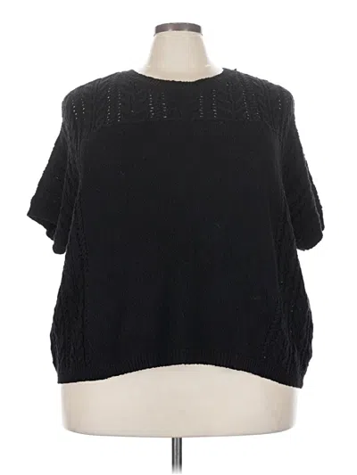 Pre-owned Time And Tru Short Sleeve Top Black Crew Neck Tops