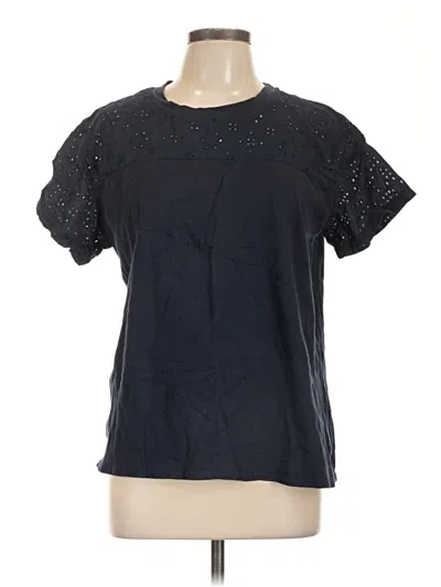 Pre-owned Time And Tru Short Sleeve Top Black Keyhole Neckline Tops