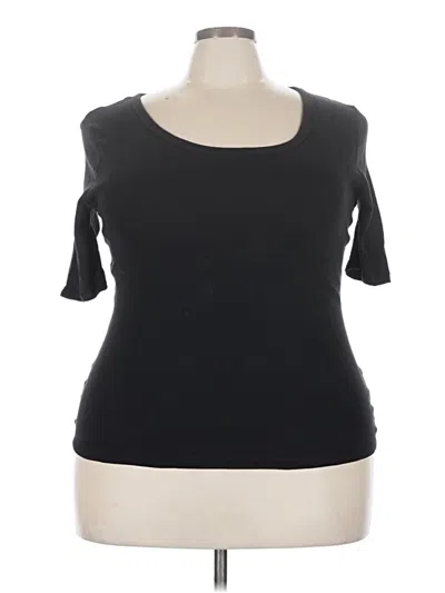 Pre-owned Time And Tru Short Sleeve Top Black Scoop Neck Tops