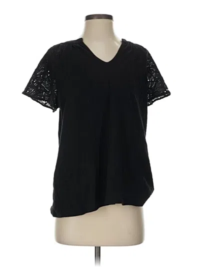 Pre-owned Time And Tru Short Sleeve Top Black V Neck Tops