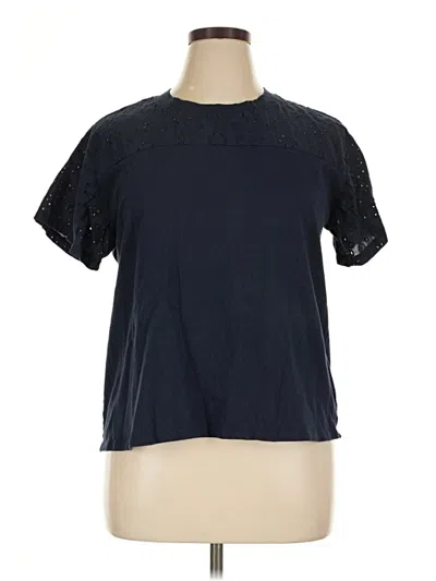 Pre-owned Time And Tru Short Sleeve Top Blue Mock Neckline Tops