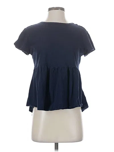 Pre-owned Time And Tru Short Sleeve Top Blue Ruffles Neckline Tops