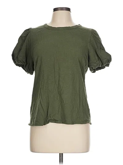 Pre-owned Time And Tru Short Sleeve Top Green Keyhole Neckline Tops