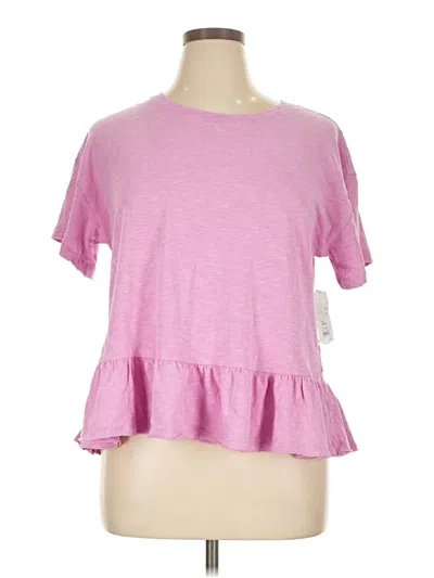 Time And Tru Short Sleeve Top Pink Crew Neck Tops