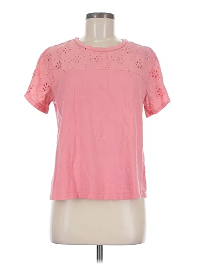 Pre-owned Time And Tru Short Sleeve Top Pink Keyhole Neckline Tops