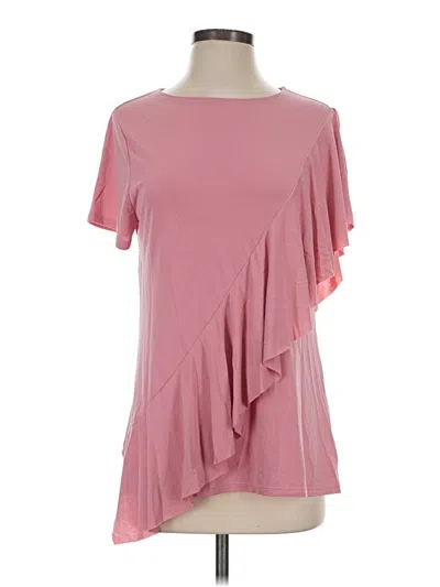 Pre-owned Time And Tru Short Sleeve Top Pink One Shoulder Neckline Tops