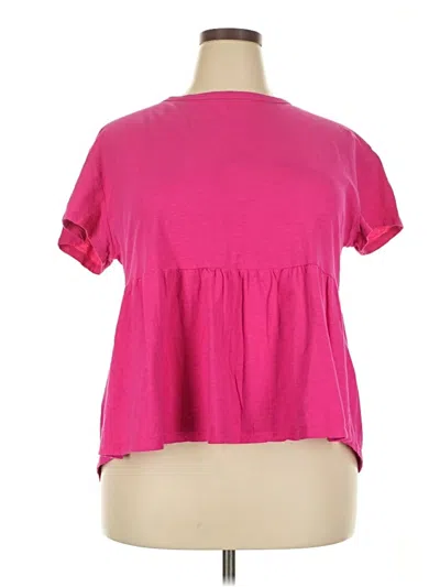 Pre-owned Time And Tru Short Sleeve Top Pink Sweetheart Neckline Tops