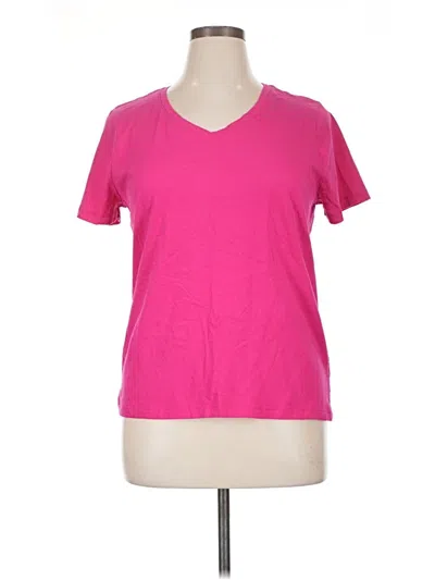 Pre-owned Time And Tru Short Sleeve Top Pink V Neck Tops