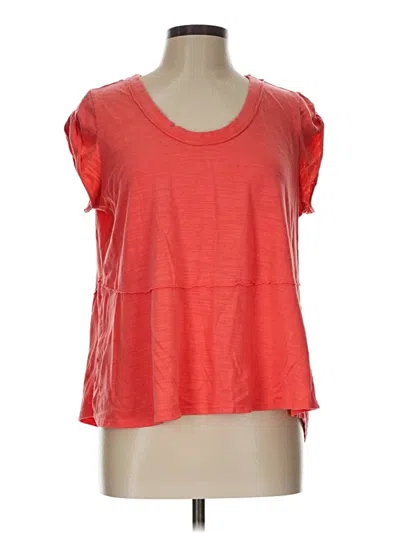 Pre-owned Time And Tru Short Sleeve Top Red Scoop Neck Tops