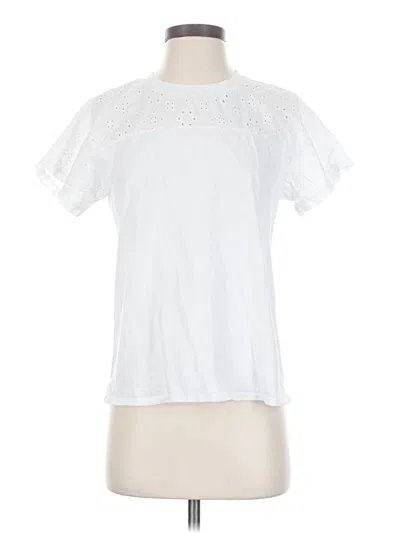 Pre-owned Time And Tru Short Sleeve Top White Mock Neckline Tops