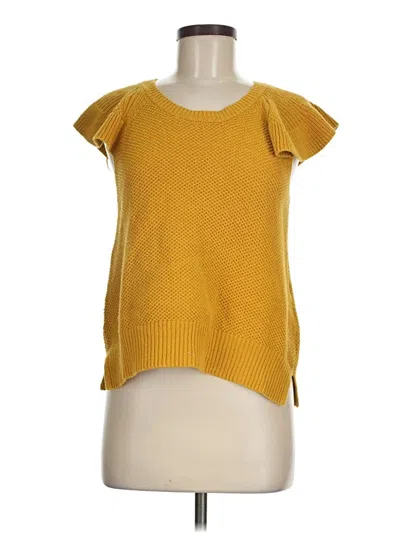 Pre-owned Time And Tru Short Sleeve Top Yellow Scoop Neck Tops