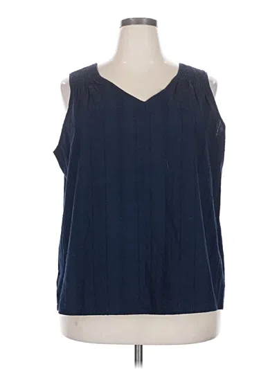 Pre-owned Time And Tru Sleeveless Blouse In Blue